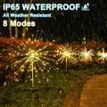 Weatherproof Solar-Powered Fireworks Design Outdoor Lamp with Dandelion Flash String Fairy Lights - 90-420 LEDs for Bright Holiday Celebrations - Easy Install & Multiple Lighting Modes - Enhance Garden Decor with Whimsical Ambiance and Magical Atmosphere