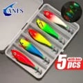 Ultimate Cephalopod Fishing Kit: Glowing Squid Hooks, Shrimp Lures, Baits for Egi, Squid Jigs, and Octopus Hard Baits - 5pcs Set for Precision Fishing in Low Light Conditions. Attract Squid, Cuttlefish, and Octopus with Realistic Designs and Luminous Glow, Enhancing Your Fishing Experience!