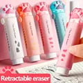 Kawaii Cute Cat Retractable Eraser - High-Quality Rubber Korean Stationery for Children and Office Use - Fun and Precise Erasing with Innovative Design and Easy Storage - Adorable Cat Shape for Drawing, Sketching, and Writing - Perfect School and Office Essential