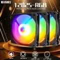 Manmu Festival Promotion 120mm RGB Rainbow Computer Fan with High Cooling Performance and Quiet Operation - Easy Installation, Durable Construction, Synchronized RGB Lighting for Gaming PCs