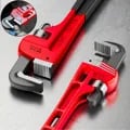 12inch / 8inch Heavy Duty Straight Pipe Wrench - Adjustable Floating Hook Jaw, I-Beam Handle, Red Aluminum Construction - Versatile Plumbing Tool for Professionals and DIY Enthusiasts, Long-Lasting Durability and Reliable Performance