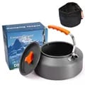 1.1L Lightweight and Durable Aluminium Camping Water Kettle with Large Capacity, Spout, Lid, and Comfortable Grip Handle - Multi-functional Teapot for Outdoor Cooking, Camping, Hiking, and Picnics - Essential Tableware for Hot Beverages and Meals on the Go