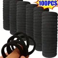 100pcs Black Hair Bands Set - High-Quality Elastic Ponytail Holders for Girls - Durable and Gentle Hair Accessories for Kids - Versatile Styling Options for Braids, Buns, and More - Soft and Comfortable Wristbands - Long-Lasting Value Pack for Daily Use and Special Occasions