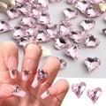 Set of 10 Pink Heart Rhinestones for Nail Art - Premium Crystal Charms Diamond Jewelry Gems - Easy Application for Glamorous Manicures - Versatile Usage in DIY Projects - Romantic and Cute Design - Long-Lasting and Elegant Nail Decorations