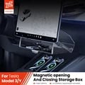 YZ For 2021-2025 Tesla Model 3 Y Juniper Tray Magnetic Hidden Storage Box Under Screen - Maximize Storage Space, Secure Magnetic Closure, Custom Fit Design, Durable Construction, Easy Installation - Convenient and Discreet Storage Solution for Valuables and Gadgets