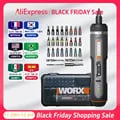 WORX WX242 Mini Electrical Screwdriver Set with 30 Bit Set, Rechargeable Battery, and Efficient Power Drill - Compact and Powerful Cordless Electric Screwdriver for Home and Workshop Projects