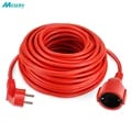 Durable 1.0mm Red Cable Power Strip Extension Cord with Schuko Plug Sockets - 5/10/20m Length Options, 16A EU Outlets, 4000W Power Capacity, Indoor/Outdoor Use - Heavy-Duty Performance for Multiple Devices and High-Power Tools