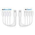 Compact 4-in-1 USB Multi Charging Cable - Type C, Micro USB, 4Port USB C Splitter - 20cm Short Cord for Fast Charging - Durable and Portable Charger for Smartphones, Tablets, and More - High-Speed 5V 2A Charging - Ideal for Travel, Work, Home Use