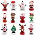 Solar Powered Dancing Christmas Car Ornament with Swinging Tree, Snowman, Santa Claus & Elk Figurines - Festive Holiday Theme, Automatic Motion, Easy Installation, Durable Construction