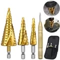 Premium Stainless Steel Spiral Grooved Drill Bit Set for Precision Drilling in Metal and Wood - Durable 3-12, 4-12, and 4-20 Sizes - Efficient Chip Removal, Heat Reduction, and Extended Bit Life - Cone-Shaped Design for Easy and Stable Drilling - Versatile Tool for DIY and Professional Projects