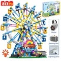 ZKZC City Friends MOC Rotating Ferris Wheel Building Blocks Set with Electric Light-Up Function - Realistic Design, High-Quality Construction - Perfect Christmas Gift for Kids, Enhances Creativity and Motor Skills - Educational and Entertaining Toy for Hours of Play