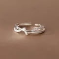 925 Sterling Silver Cross Knotting Zircon Ring - Exquisite Design, Premium Quality, Perfect Gift, Versatile Style - Authentic 925 Mark, Durable & Hypoallergenic, Sparkling Zircon Stones, Ideal for Weddings & Special Occasions, Timeless & Elegant Jewelry Piece