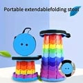 Adjustable Height Rainbow Folding Stool 2025 - Portable PP Material Camping Chair with Collapsible Design, Vibrant Rainbow Color for Outdoor Activities like Camping, Fishing - Lightweight and Versatile Seating Option for On-the-Go Adventures