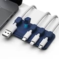Car Mounted Magnetic Cable Management with Silicone Clamp, Desktop Wire Holder, and 5 Clips - Organize Lighting USB C Micro Cables Easily While Driving and at Your Workspace