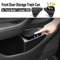 Tesla Model Y Juniper 2025 Front Door Storage Box - Durable Multi-Functional Trash Can Organizer for Small Items - Easy Installation, Stylish Design, Premium Quality Material - Perfect for Tissues, Receipts, Sunglasses, Pens, Coins, and More - Black Color Adds Elegance to Car Interior