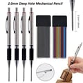 High-Quality Deep Hole Woodworking Mechanical Pencil with 2.0mm Anti-Slip Soft Grip Handle - Automatic Pencil for Engineer Drawing and Marking Tool for Woodworking Projects - Precision, Durability, and Comfort for Professional Craftsmen and Hobbyists