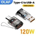 Olaf 120W Type C to USB A OTG Adapter with Fast Charging, High-Speed Data Transfer, OTG Functionality, Durable Build - Compatible with iPhone 15, 16, Macbook, iPad, Huawei P60, Xiaomi - Versatile and Essential Tech Accessory for Seamless Connectivity