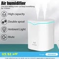2000ML USB Air Humidifier with Double Spray Port, Essential Oil Aromatherapy, Cool Mist Maker, and Quiet Operation - Large Capacity Mist Diffuser for Home, Office, Bedroom - Aromatherapy Humidifier for Dry Seasons and Air-Conditioned Environments