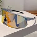 Oversized Semi-Rimless Sports Sunglasses with Mirror Lenses for UV Protection and Outdoor Performance - Trendy Wrap-Around Design for Comfort and Durability - Ideal for Cycling, Hiking, and Beach Activities - Lightweight Frame with Adjustable Nose Pads for All-Day Wear