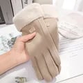 Women's Winter Suede Gloves with Plush Lining and Touchscreen Compatibility - Stylish and Functional Outdoor Gloves for Driving, Cycling, Hiking, and Sports - Comfortable Fit with Elastic Wrist Cuff - Easy Care and Maintenance - Keep Hands Warm and Cozy in Cold Weather