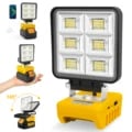 5200LM Portable 48W LED Work Light with Adjustable Base and Rechargeable Battery - DeWalt Compatible, Lightweight and Versatile for Construction, Workshops, and Emergencies
