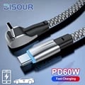 PD 60W Fast Charging Cable Type C to Type C for Tesla, Samsung, Xiaomi, Huawei - High-Speed Charging & Data Transfer, Durable & Reliable, Universal Compatibility, 90-Degree USB C Design - Sleek & Practical Charging Solution