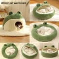 Cozy and Warm Winter Retreat: Small Frog Shape Pet Nest Winter Warm Dog Den Cat Villa with Plush Mattress for Small Pets - High-Quality Materials, Semi-Enclosed Design for Security and Privacy - Essential Pet Supply for Comfort and Relaxation
