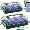 High-Quality Seed Starter Trays with High Dome Germination Kit, 4 LED Grow Lights, and Smart Timer Functionality - Ideal for Home Gardening with 3 Modes for Efficient Growth and Strong Root Development