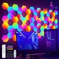 Smart RGB Hexagonal Design Color Changing Ambient Night Light with DIY Shape Customization, Music Rhythm Sync, and APP Control - Personalized Wall Lamp for Bedroom, Game Room, and Party Atmosphere