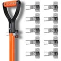 Heavy-Duty Metal Shovel Holder for Garage and Shed Organization - Wall Mount Tool Organizer for 10 Yard Tools - Rust-Resistant Hooks for Brooms, Mops, and Hoses - Space-Saving and Weather-Resistant Storage Solution for Outdoor Environments