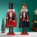Handcrafted 38CM Christmas Nutcracker Soldier Ornament with Cloak - Premium Wood Decor for Festive Holiday Atmosphere - Vibrant Colors and Intricate Details - Ideal Gift Idea for Loved Ones - Perfect Size for Tabletop Display