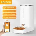 ROJECO Automatic Cat Feeder with Remote Control, WiFi Connectivity, and Voice Recording - 4 Meals a Day, Customizable Portions, Easy-to-Clean Design, Anti-Clog Feature - BPA-Free Materials, Dishwasher Safe - Pet Feeding Solution for Cats and Dogs, Stay Connected While Away