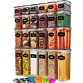 5-Piece Airtight Food Storage Containers Set for Noodles, Pasta, and Rice - Stackable Transparent Canisters with Sealed Lids for Refrigerator and Pantry Organization - Durable Kitchen Storage Solution for Fresh Ingredients and Leftovers