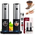 Electric Salt and Pepper Grinder Set with Adjustable Coarseness, LED Light, USB Rechargeable - Effortless Spice Grinding for Precision Seasoning - Sleek and Modern Design for Stylish Kitchen Decor