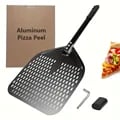 Professional Perforated Aluminum Pizza Peel with Ergonomic Handle - Large Rectangular Design for Easy Baking and Transferring - Lightweight and Durable for Commercial or Home Use - Versatile Tool for Pizzas, Bread, and Pastries - Ensure Crispy Crusts Every Time