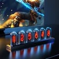 RGB Nixie Tube Clock with LED Glows, IPS Color Screen, Analog & Digital Display, Night Lights, Gaming Desktop Addition, Home Decoration & Gift Idea