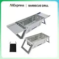 Portable Stainless Steel Folding Barbecue Grill with Adjustable Height Settings and Smokeless Cooking Experience - Easy to Assemble and Clean for Indoor and Outdoor Use