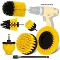 Electric Drill Brush Head Set with 7 Durable and Premium Attachments for Efficient Cleaning of Various Surfaces - Powerful Cleaning Action, Easy to Use, Bright Yellow Design for Quick Differentiation - Ideal for Home Cleaning Tasks, Saves Time and Effort