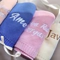 Personalized Embroidered Name Knitted Cotton Blanket - Soft Cozy Stroller Cover & Nap Blanket for Babies - Multi-Functional Play Mat - Ideal Baby Shower Gift - High-Quality Craftsmanship & Durability