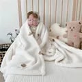 Ultra-Soft Fleece Baby Blanket with Adorable Bear Embroidery Design - Cozy Swaddling Blanket and Stroller Cover for Newborns - Warm and Versatile Baby Bedding Accessory - Easy Care and Maintenance for Long-Lasting Quality