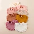 Premium Cotton Ruffle Bibs Set for Newborns - 8 Pack Baby Bibs with Adjustable Snap Closure, Absorbent and Soft Drool Bibs for Feeding and Teething - Machine Washable Infant Bibs for Boys and Girls