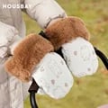Bear Brown Windproof Stroller Gloves - Universal Fit Waterproof Hand Warmers for Winter Walks - High-Quality Durable Material with Soft Lining - Easy to Clean Stroller Accessories for Parents On the Go