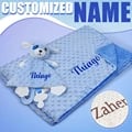 Personalized Newborn Baby Blanket with Name Embroidery - Custom Stroller Sleeping & Dolls Security Towel Gift Set - Cozy Animal Design for Nursery & Playtime - Perfect Baby Shower Gift for Parents & Newborns