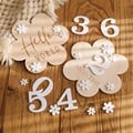 Premium Wooden Baby Milestone Cards - Flower Shape Design for Monthly Photos, High-Quality Durable Wood, Perfect Gift for New Parents, Essential Photography Accessories to Capture Special Moments and Create Lasting Memories