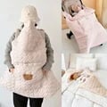 Premium Windproof Fleece Baby Stroller Blanket with Bear and Bunny Design, Hooded Infant Sleeping Quilt - Multi-functional Swaddle Wrap, Sling Cover - Soft, Durable, Easy to Clean - Winter Warmth and Style for Newborns