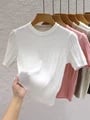 2025 Summer T-shirts for Women: Korean Knit Streetwear Style, Soft & Breathable Fabric, Versatile Solid Tees for Casual Chic Looks, Flattering Fit & Durable Construction for Long-lasting Wear, Perfect for Modern Young Women