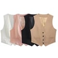 Willshela Women Fashion Solid Single Breasted Waistcoats Vest Vintage Sleeveless Jackets - Chic and Sophisticated Design, High-Quality Material, Versatile Styling, Flattering Fit, Timeless Appeal - Perfect for Stylish Ladies, Durable and Comfortable, Endless Styling Possibilities, Classic Charm for Modern Wardrobe