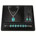 Exquisite Vintage Turquoise Jewelry Set for Emotional Balance and Style - 3-Piece Healing Bracelet, Necklace, and Earrings Gift Set with Intricate Detailing and High-Quality Craftsmanship - Versatile Accessories for Formal Events and Casual Wear