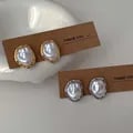 2024 New Fashion Metal Irregular Pearl Stud Earrings - Geometric Design with Gold and Silver Options, Comfortable Fit for All-Day Wear, Perfect for Any Occasion, Great Gift Idea for Women, Elegant and Versatile Jewelry Accessory