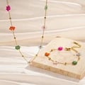 Exquisite Crystal Flower Jewelry Set with Gold Plated Stainless Steel Chain - Waterproof and Durable Necklace and Bracelet - Adjustable Length for Women - Complete Set for Elegant and Stylish Outfits